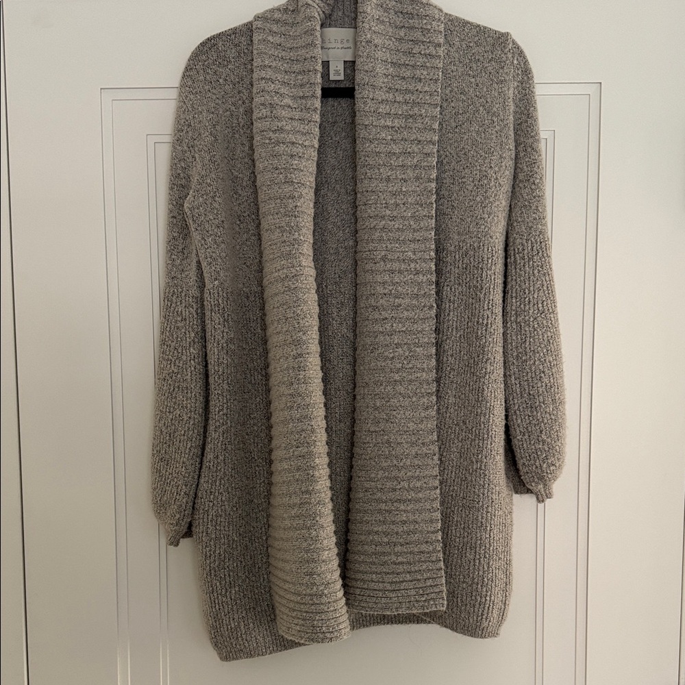 Hinge Gray Ribbed Open-Front Cardigan